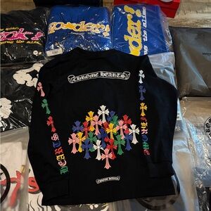 BRAND NEW| Chrome Hearts Black Shirt with Multicolor Floral Accents